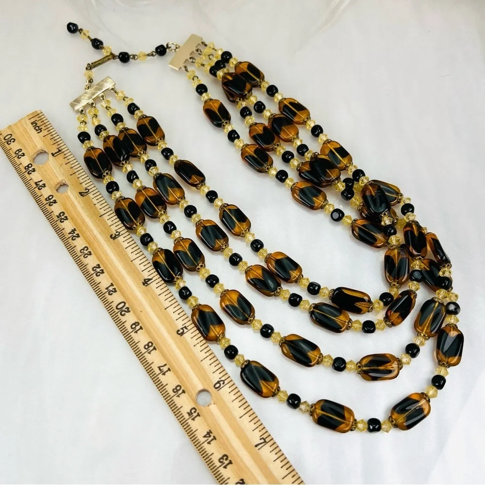 Gorgeous vintage, four strand signed W Germany necklace